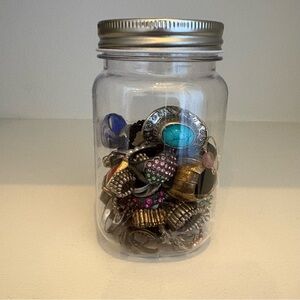 Mystery Plastic Mason Jar Assorted Lot of Wearable Fashion Rings